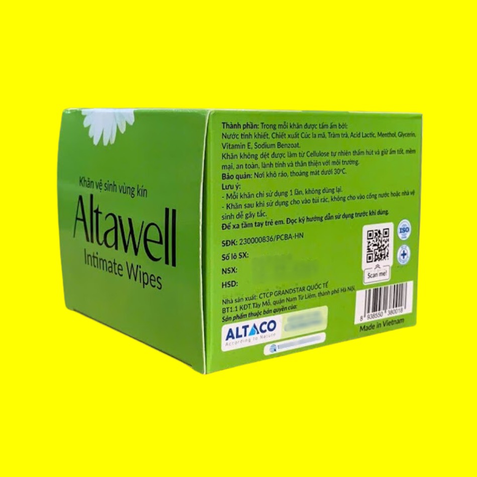 Lợi ích của Khăn vệ sinh vùng kín Altawell Intimate Wipes